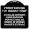 Signmission Parking Permit Permit Parking for Residents Only Vehicles Without Valid Parking Permi, BS-1818-23399 A-DES-BS-1818-23399 - alternate 1